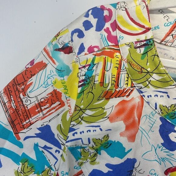 Liz&Me Open Blazer 3/4 Sleeve French theme novelty print 100% Cotton size 0X - Picture 7 of 13